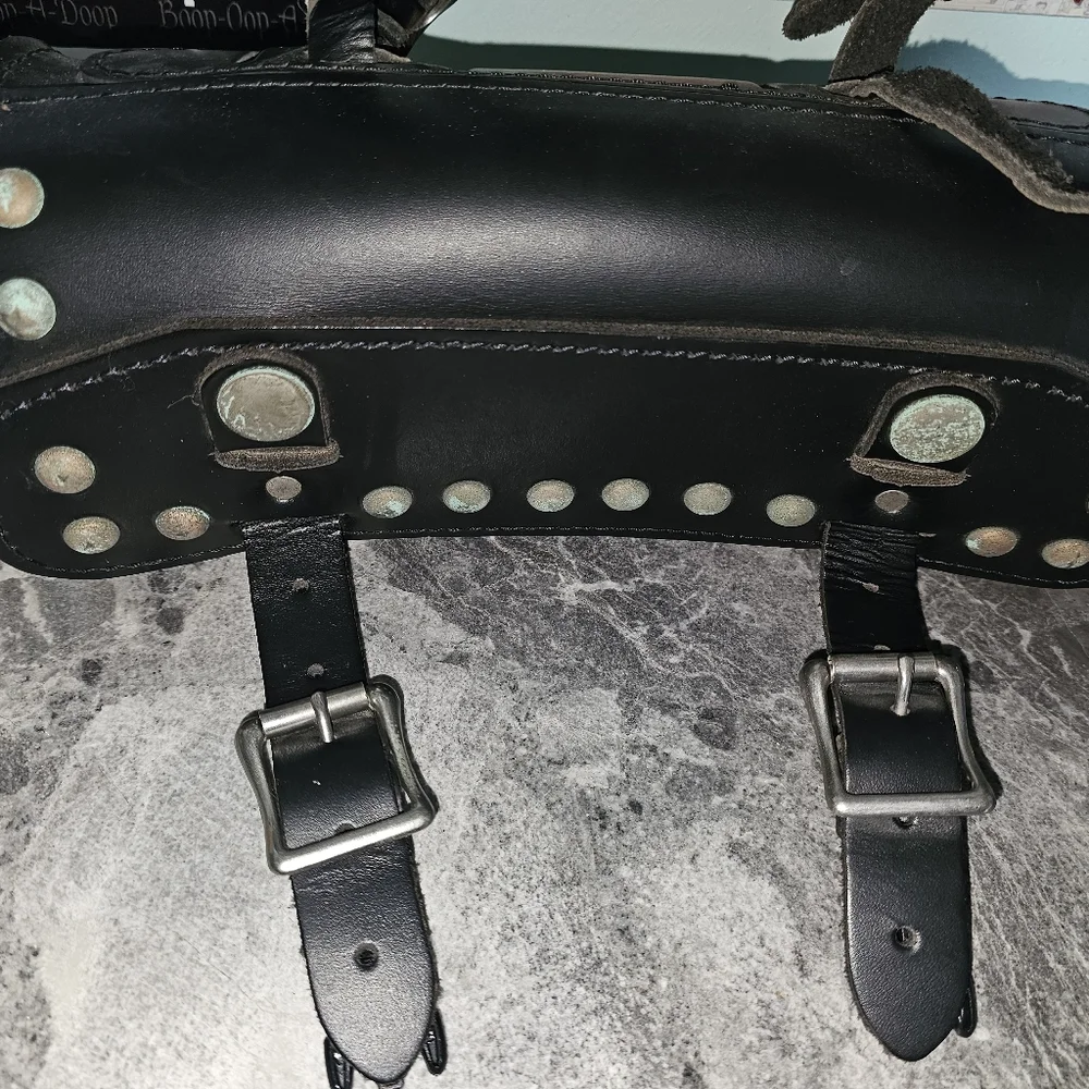 Leatherworks Inc. 100 Leather Motorcycle Tool Bag - Studded Black